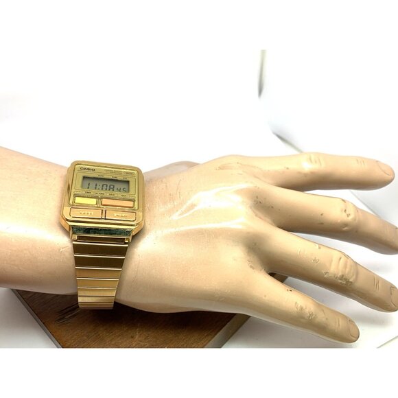Casio Men's Watch A120WE Quartz Retro Digital Gold Stainless Steel 33mm - Picture 4 of 13
